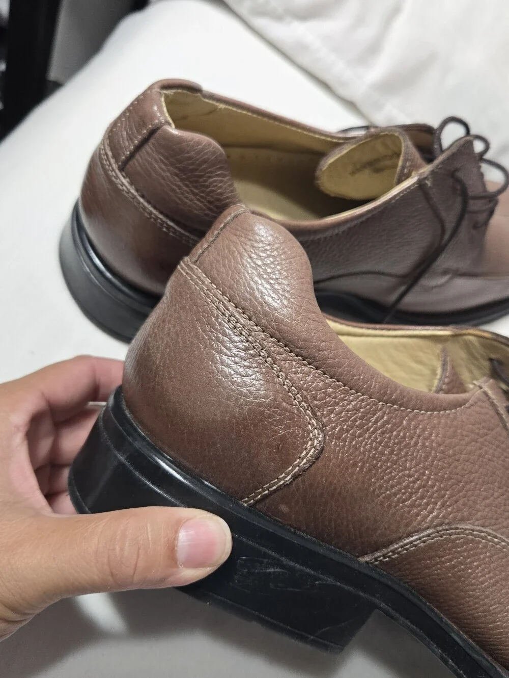 Belvedere Baybridge Men's Brown Pebbled Leather Tied Shoe sz 15D